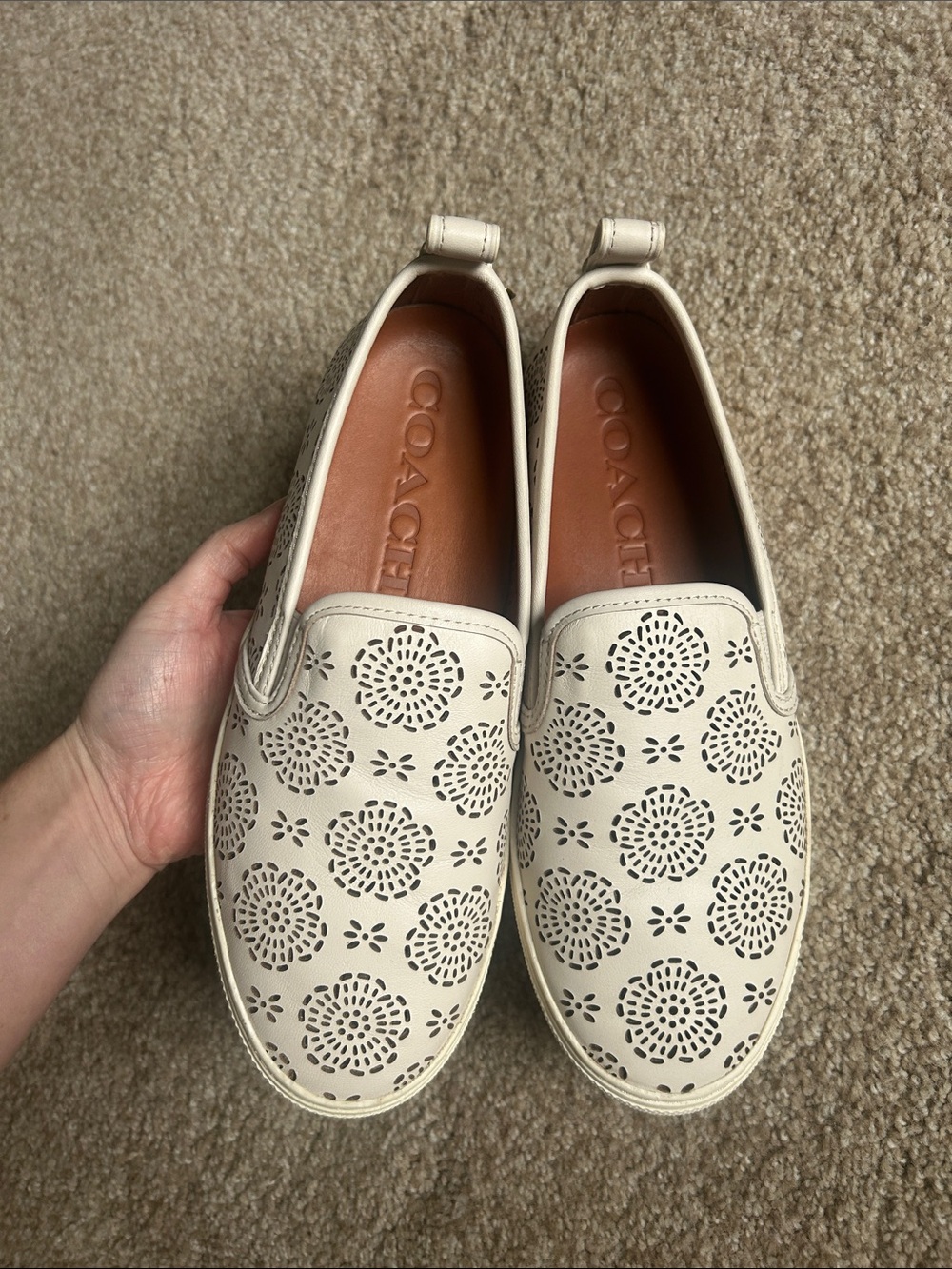 Coach Primrose Laser Floral Cutout Leather Sneakers